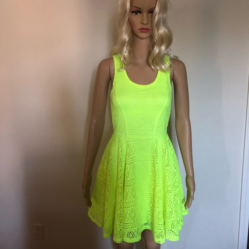 Express Neon Fit and Flare Dress sz XS